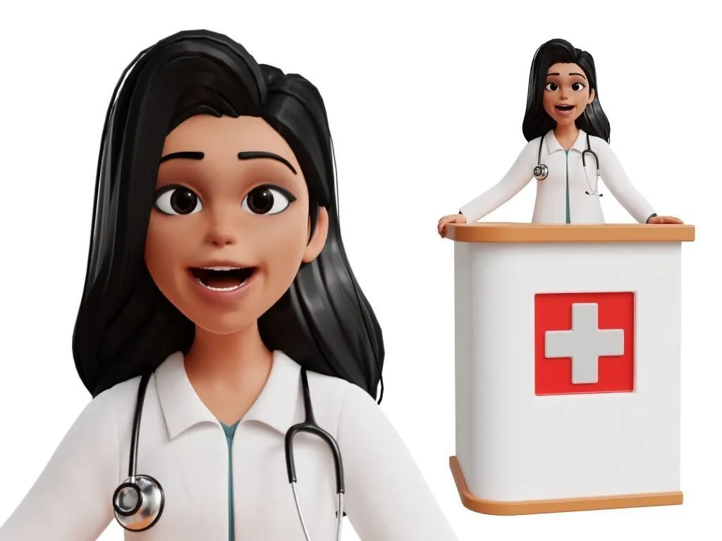 Doctor Cartoon Female Character pose
